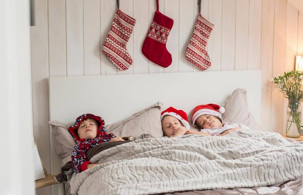 sleeping children on Christmas Eve