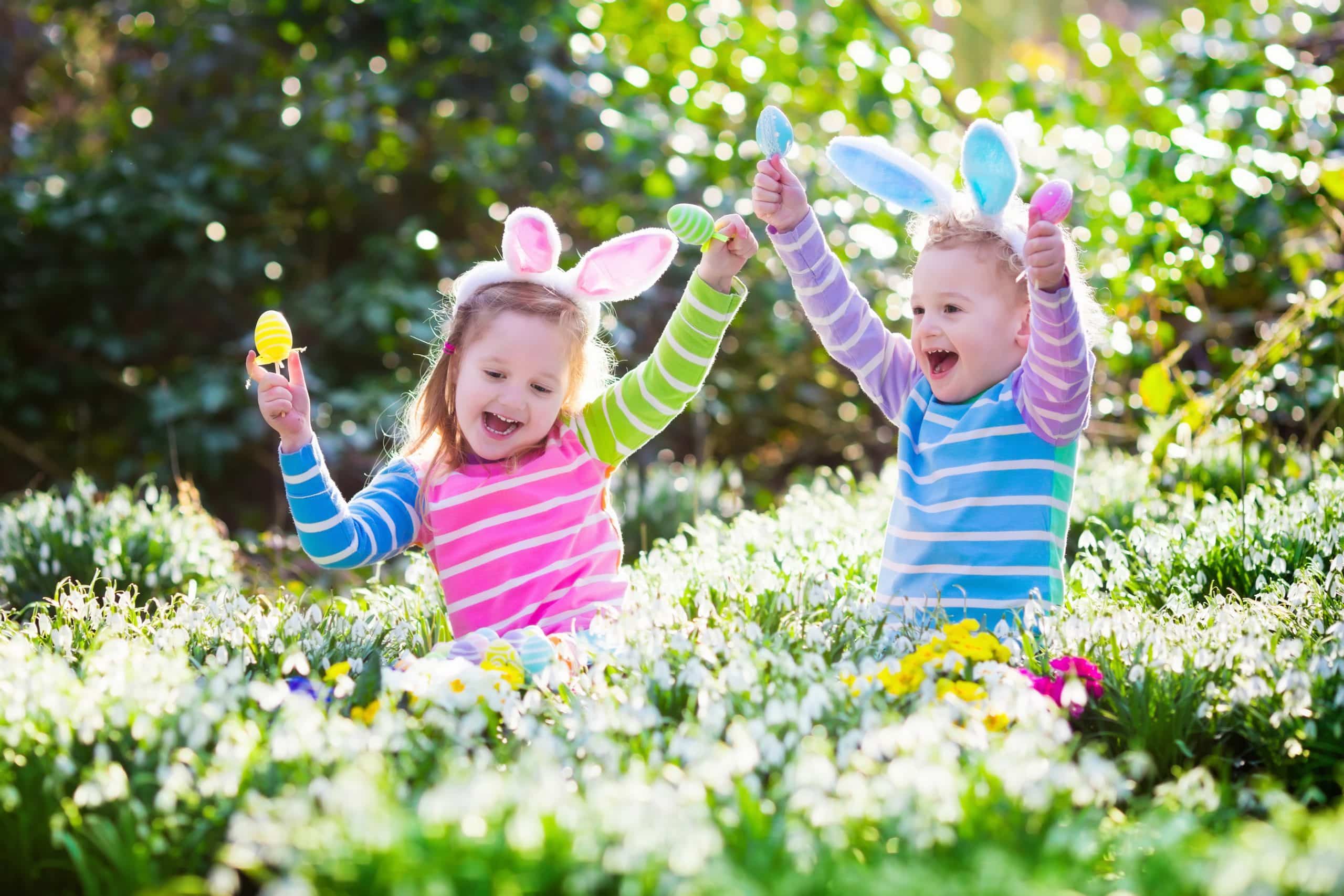 Girls in garden - How to plan an Easter Egg Hunt at Home