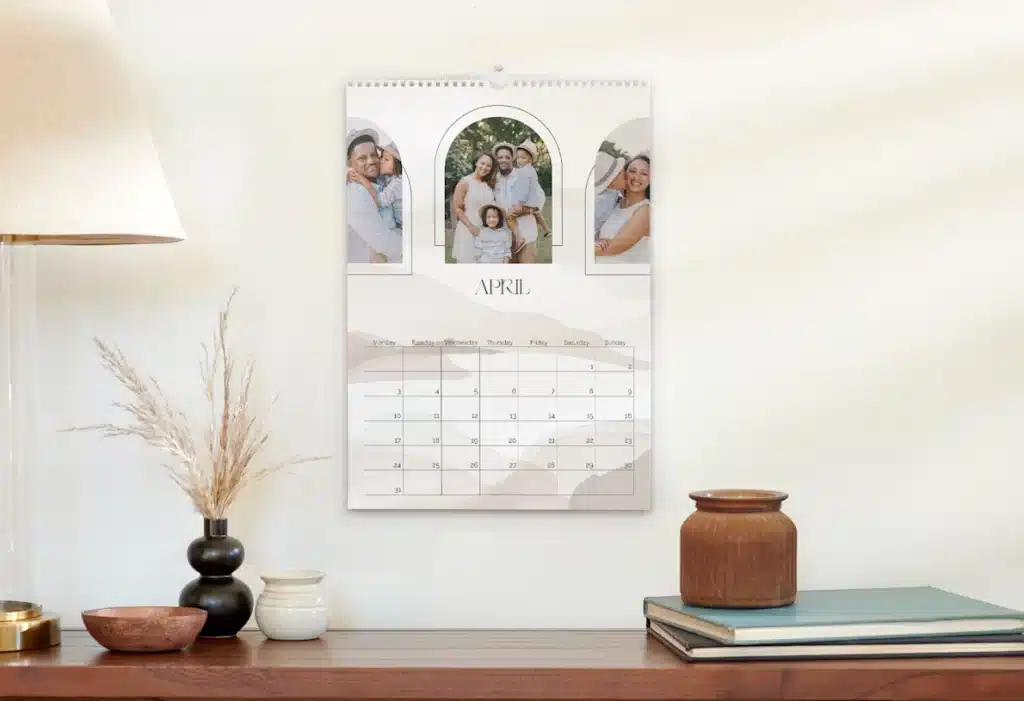 personalised calendar on a wall