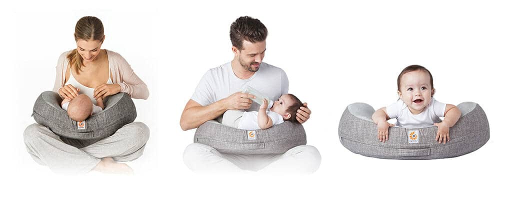 Image showing all the ways of using the Ergobaby Curve Nursing Pillow